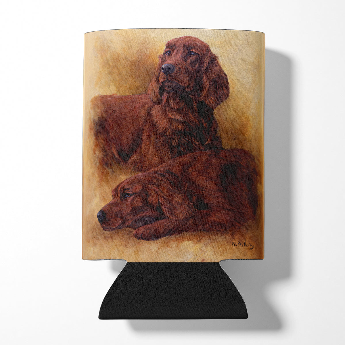 Red Irish Setters Portrait by Michael Herring Can or Bottle Hugger HMHE0181CC.