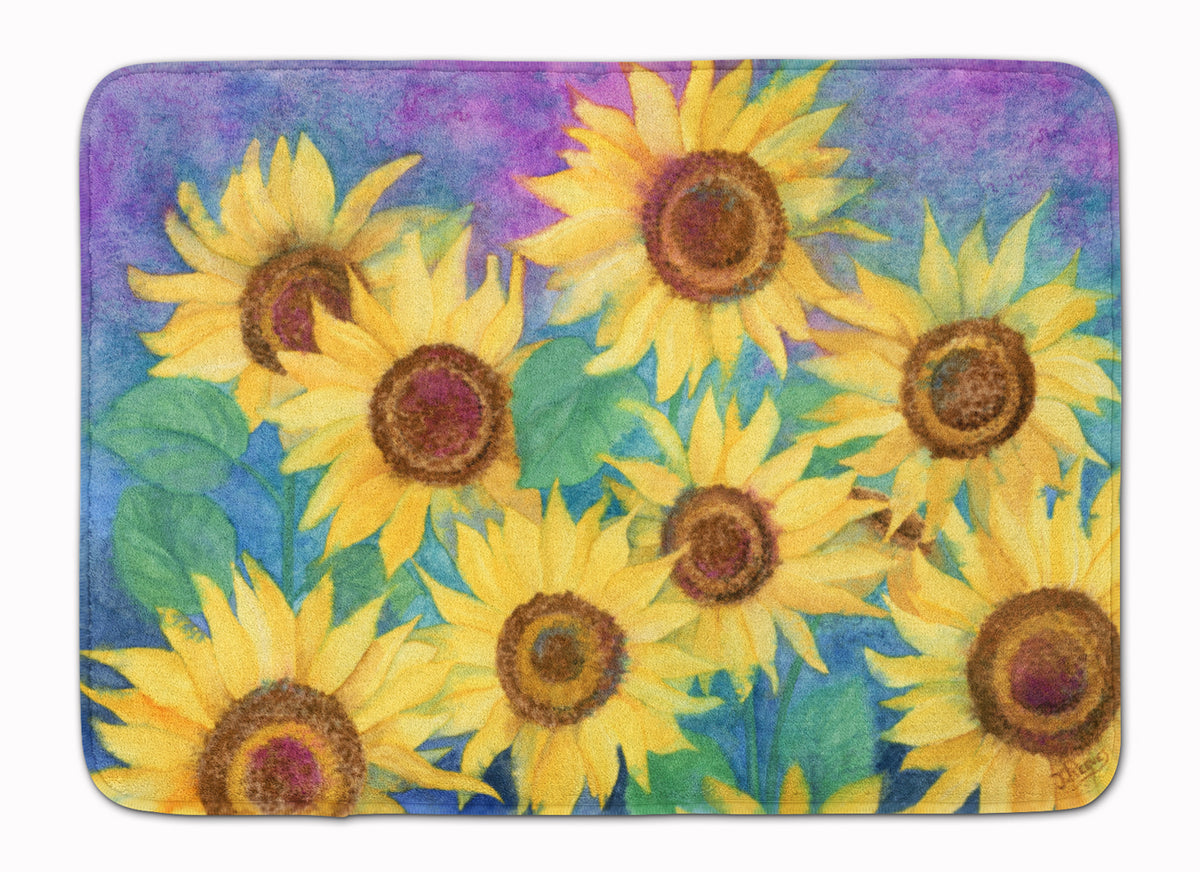 Sunflowers and Purple Machine Washable Memory Foam Mat IBD0247RUG - the-store.com