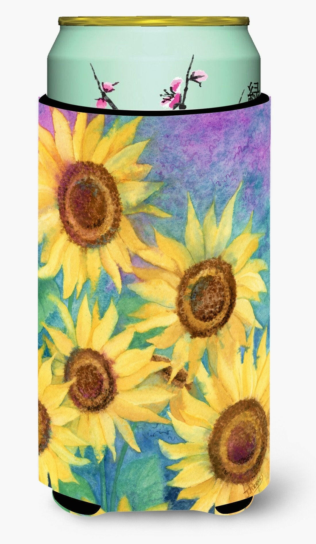 Sunflowers and Purple Tall Boy Beverage Insulator Hugger IBD0247TBC by Caroline's Treasures