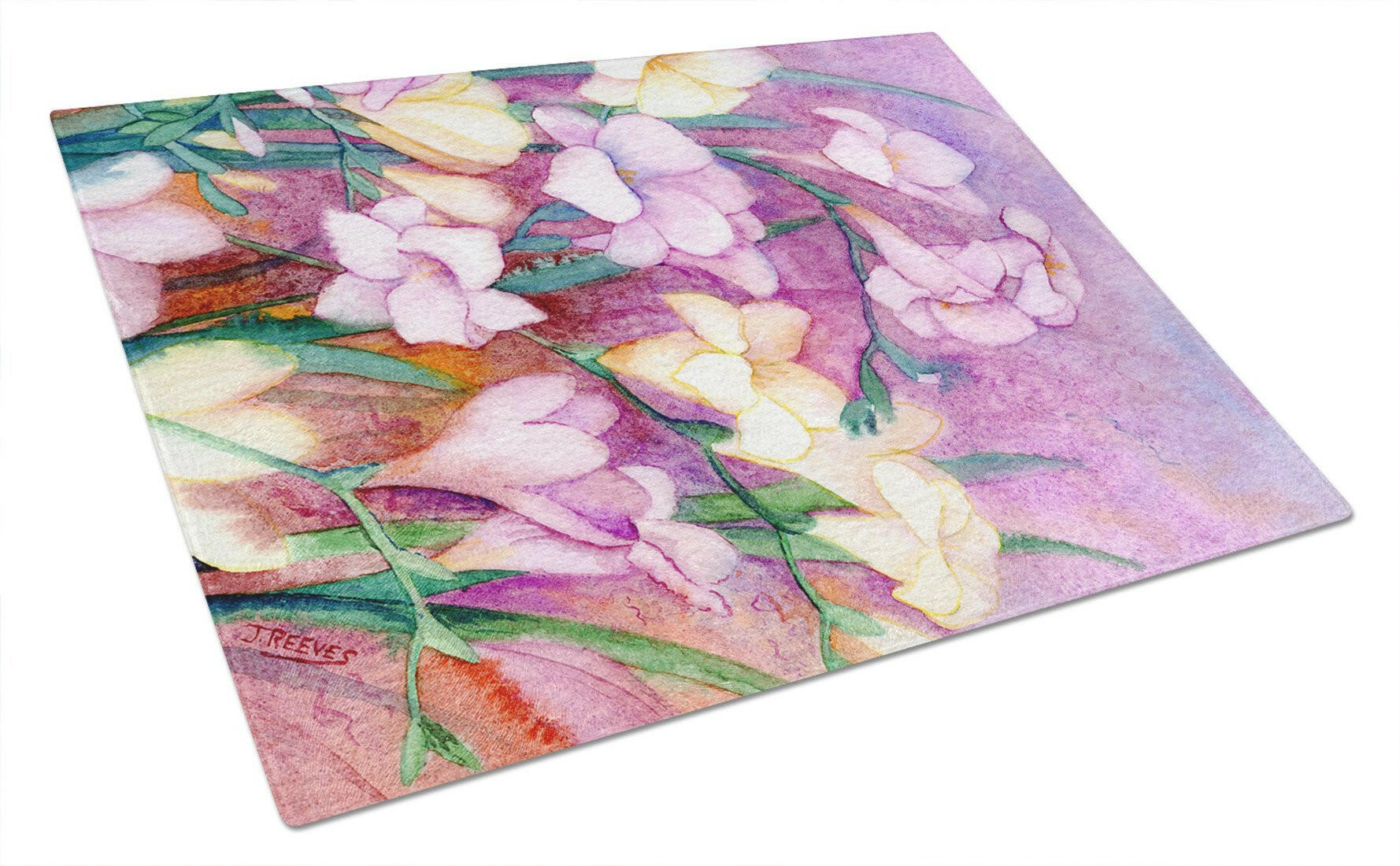 Freesias Glass Cutting Board Large IBD0249LCB by Caroline's Treasures