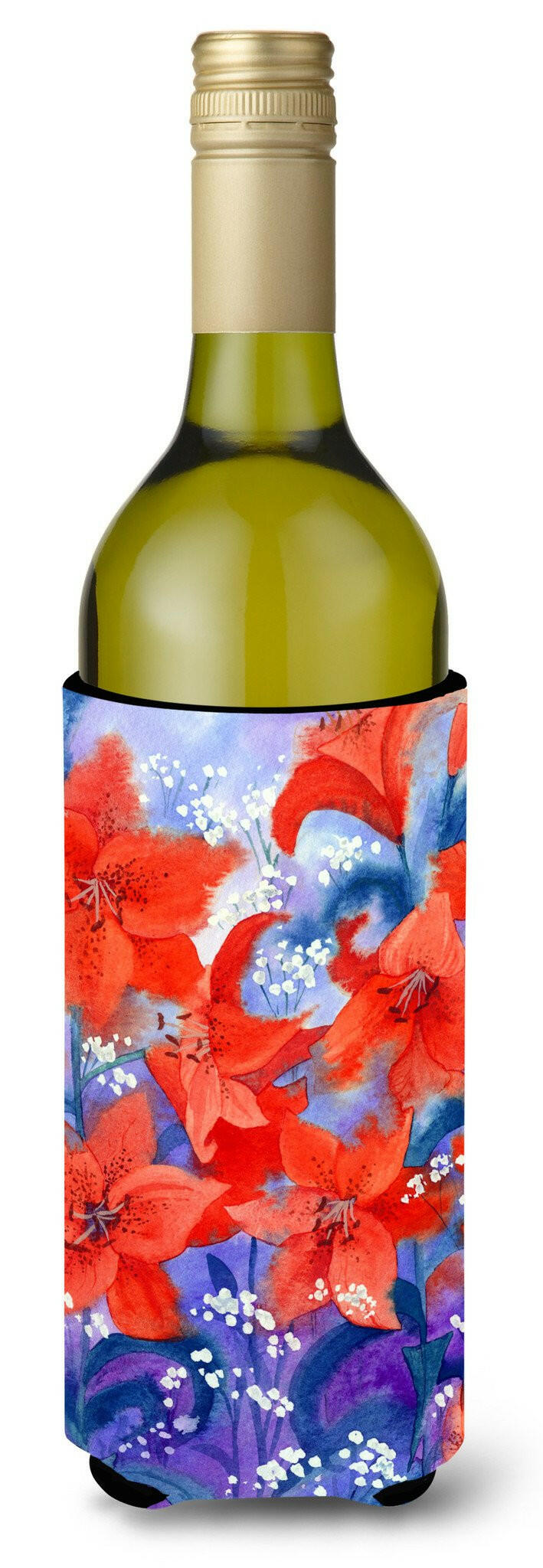 Lillies Wine Bottle Beverage Insulator Hugger IBD0257LITERK by Caroline&#39;s Treasures