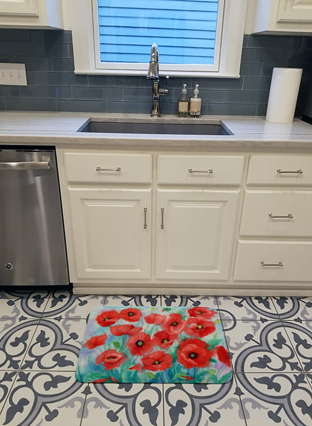 Poppies Machine Washable Memory Foam Mat IBD0258RUG - the-store.com