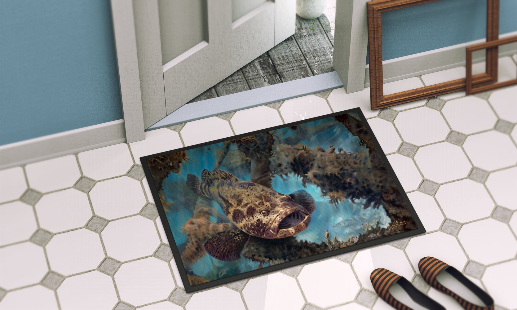 Golden Goliath Grouper Indoor or Outdoor Mat 24x36 JMA2003JMAT by Caroline's Treasures