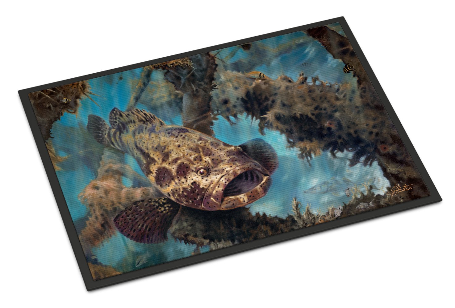 Golden Goliath Grouper Indoor or Outdoor Mat 24x36 JMA2003JMAT by Caroline's Treasures