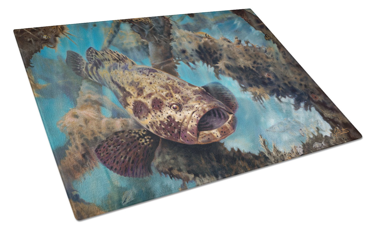 Golden Goliath Grouper Glass Cutting Board Large JMA2003LCB by Caroline&#39;s Treasures