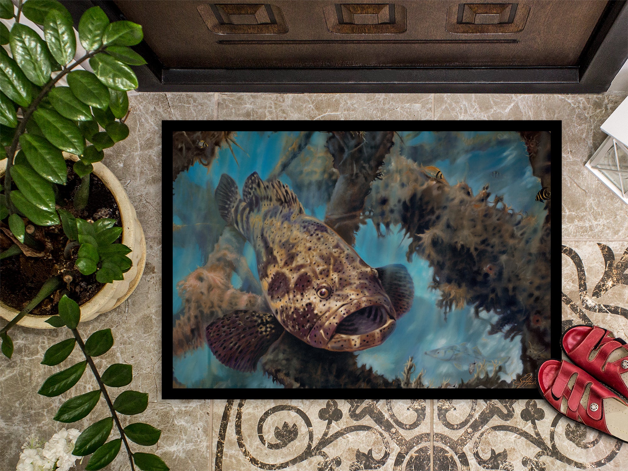 Golden Goliath Grouper Indoor or Outdoor Mat 18x27 JMA2003MAT - the-store.com