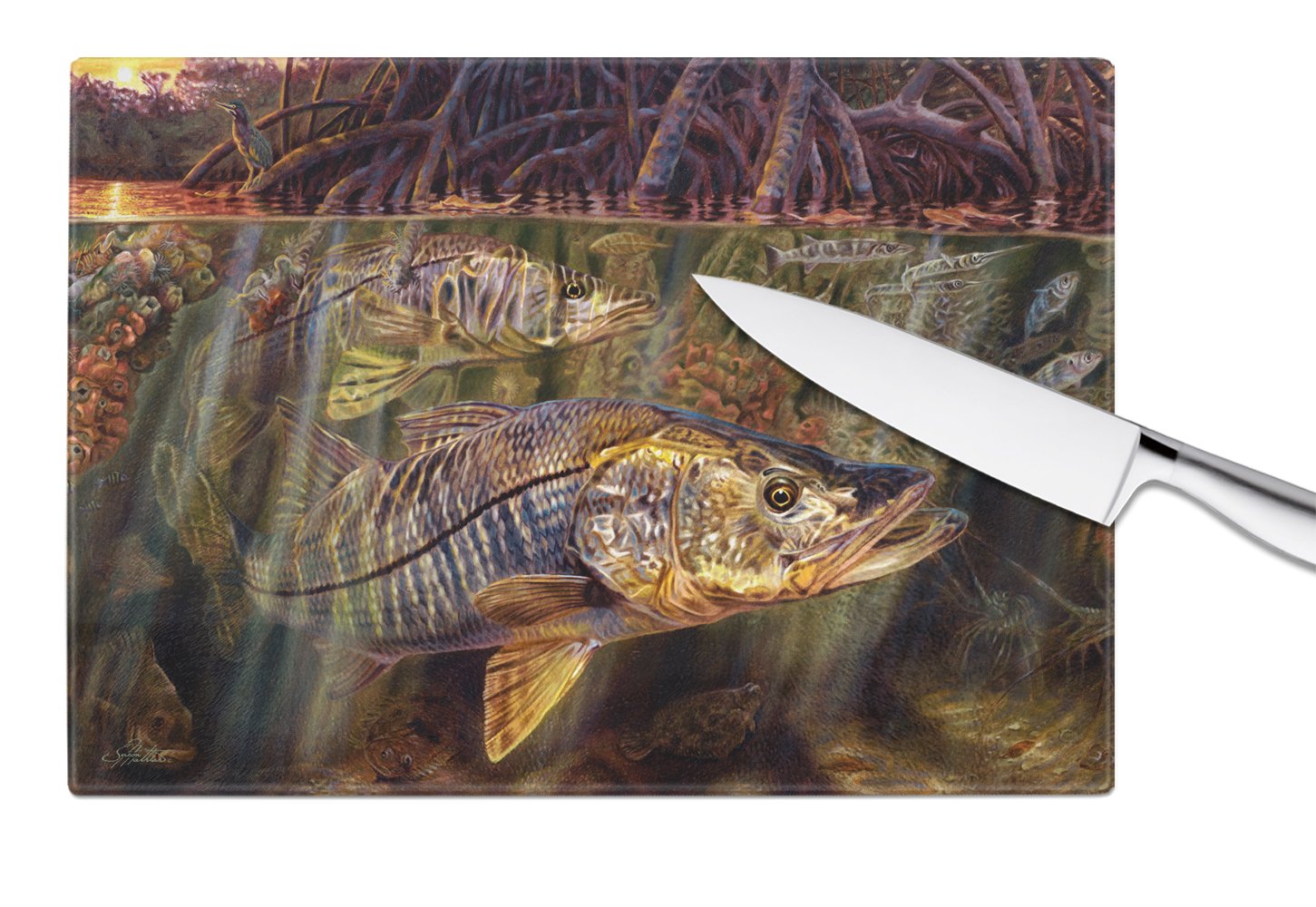 Grove Garden Snook Glass Cutting Board Large JMA2004LCB by Caroline's Treasures