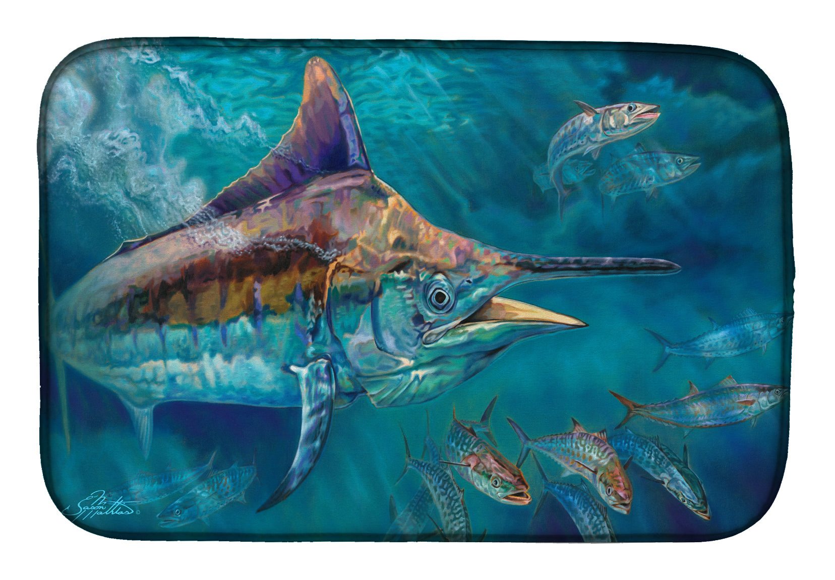 Liquid Metal Black Marlin Dish Drying Mat JMA2005DDM  the-store.com.