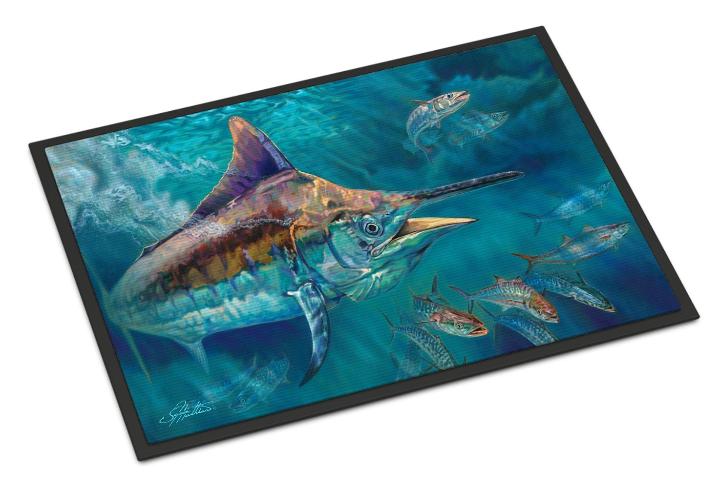 Liquid Metal Black Marlin Indoor or Outdoor Mat 24x36 JMA2005JMAT by Caroline's Treasures