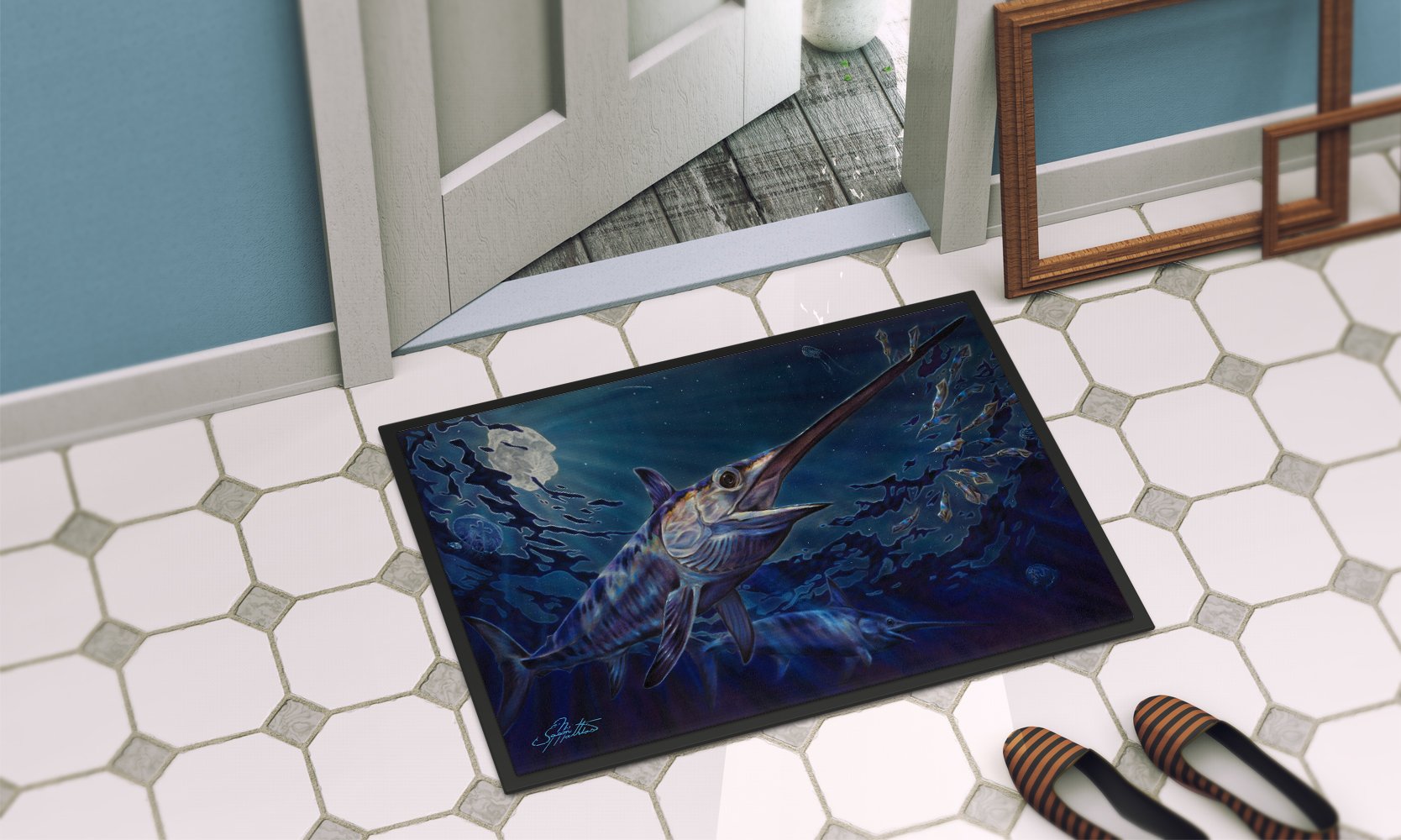 Prince Of Darkness Swordfish Indoor or Outdoor Mat 24x36 JMA2006JMAT by Caroline's Treasures