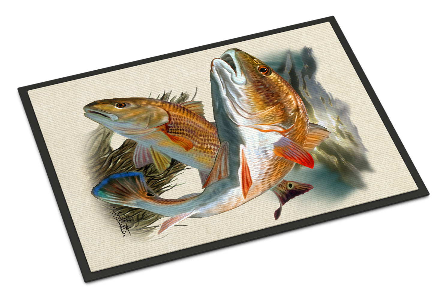 Red Fish Indoor or Outdoor Mat 18x27 JMA2007MAT - the-store.com