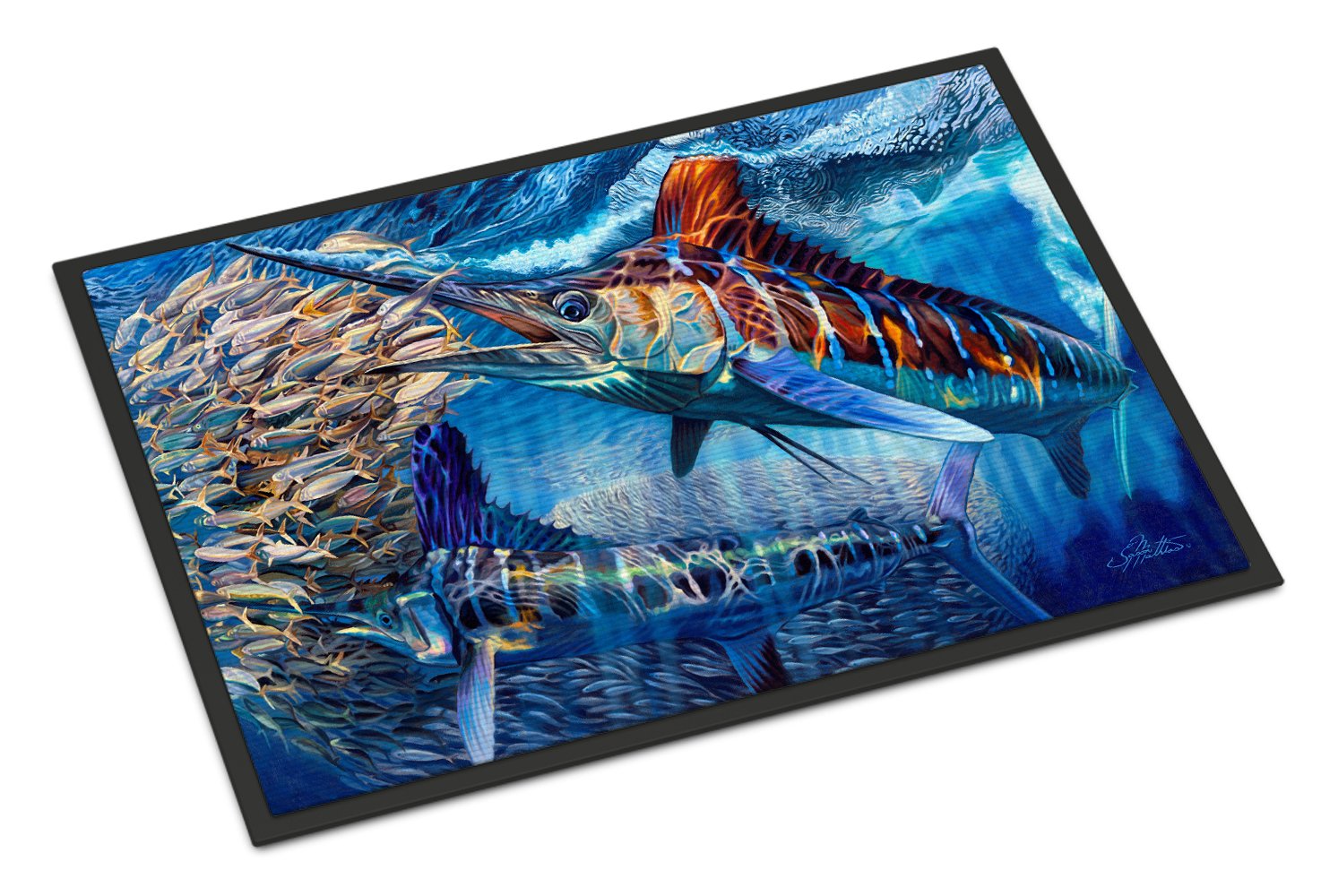 White Night White Marlin Indoor or Outdoor Mat 24x36 JMA2008JMAT by Caroline's Treasures