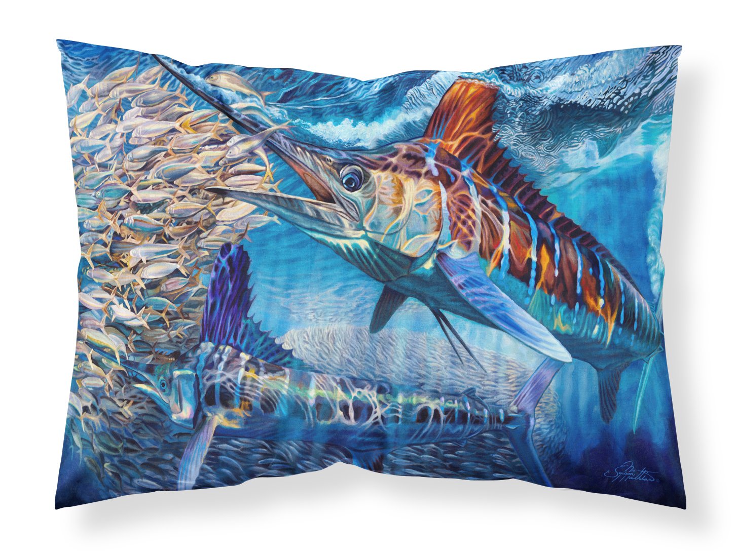 White Night White Marlin Fabric Standard Pillowcase JMA2008PILLOWCASE by Caroline's Treasures