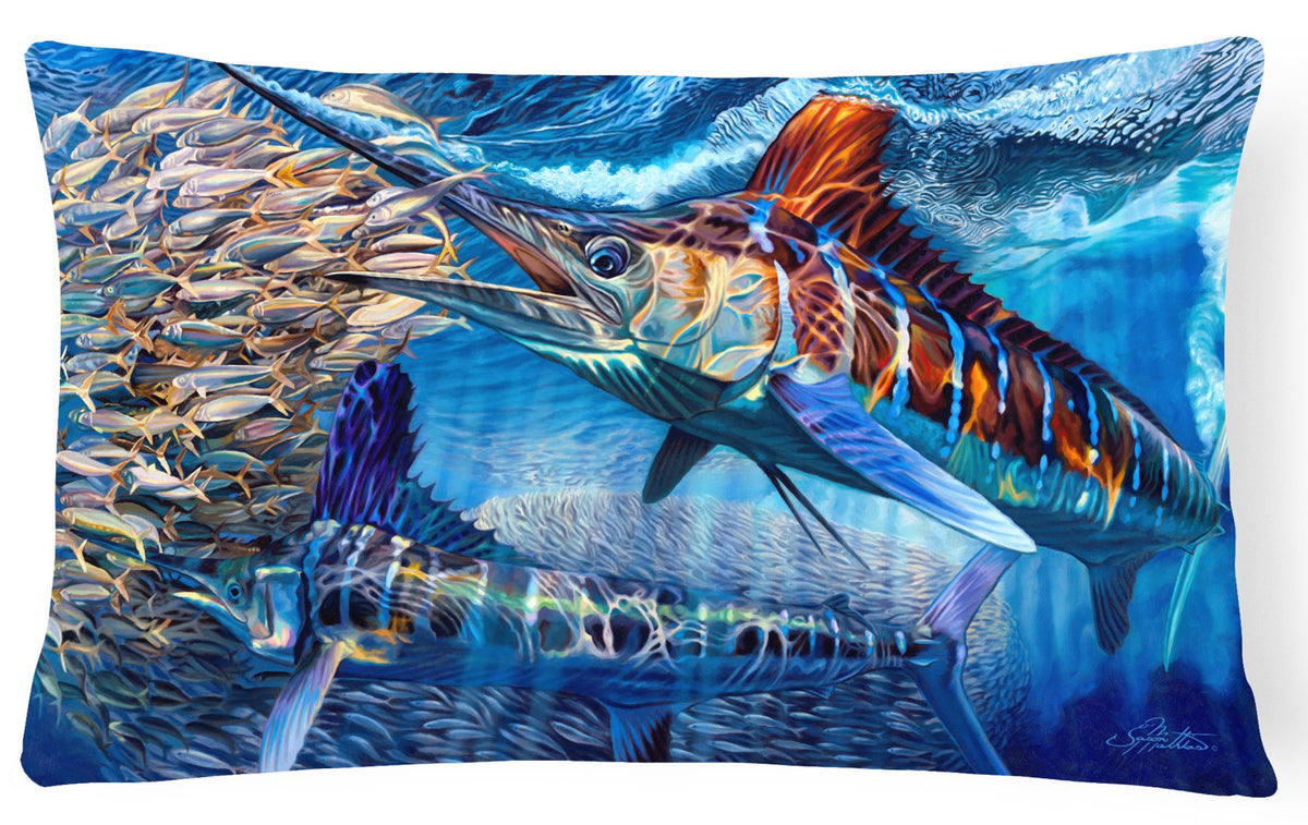 White Night White Marlin Canvas Fabric Decorative Pillow JMA2008PW1216 by Caroline&#39;s Treasures