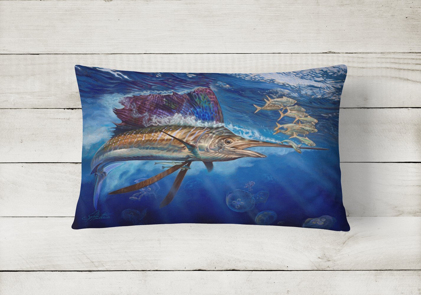 Majesty Sailfish Canvas Fabric Decorative Pillow JMA2010PW1216 by Caroline's Treasures