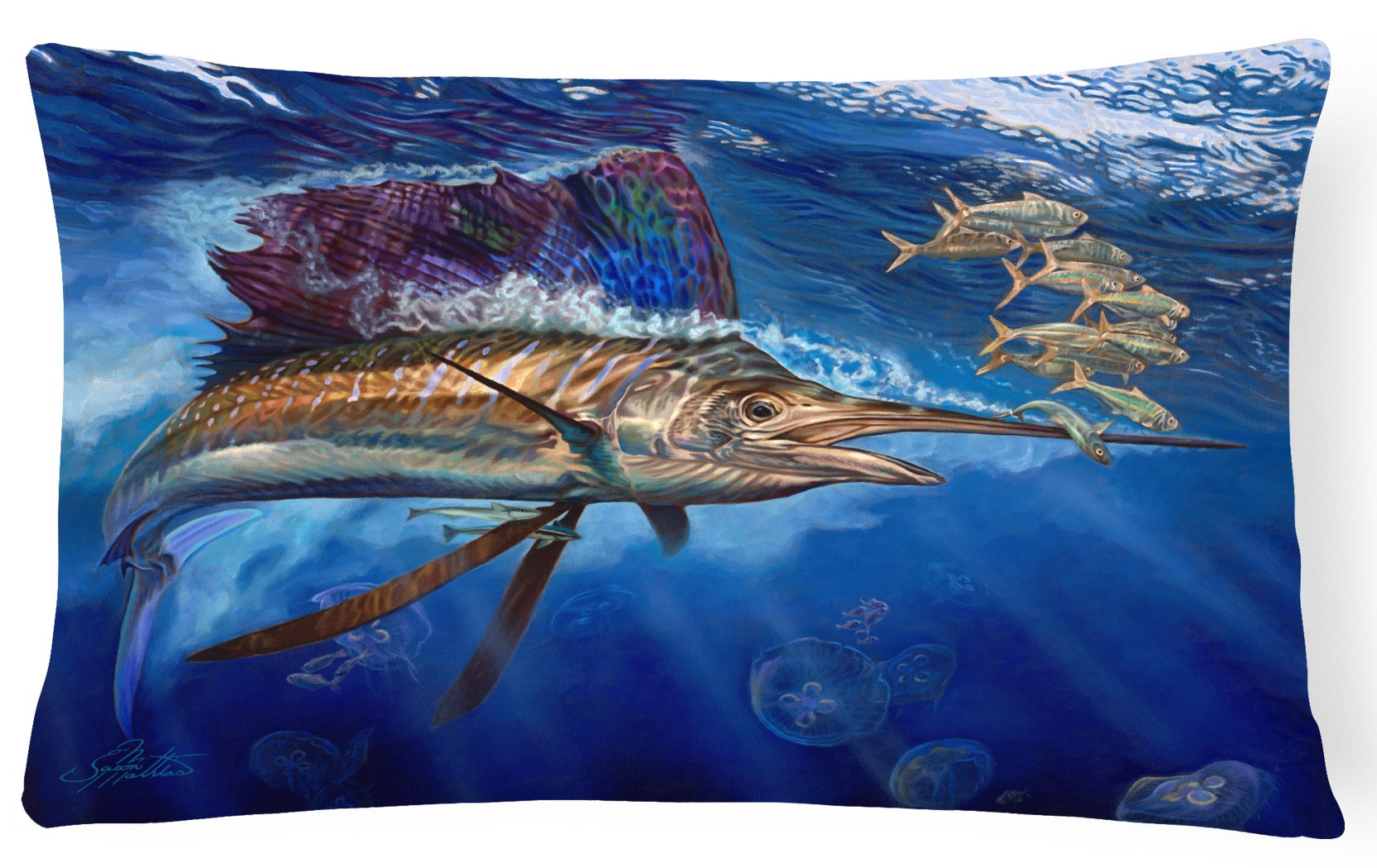 Majesty Sailfish Canvas Fabric Decorative Pillow JMA2010PW1216 by Caroline's Treasures