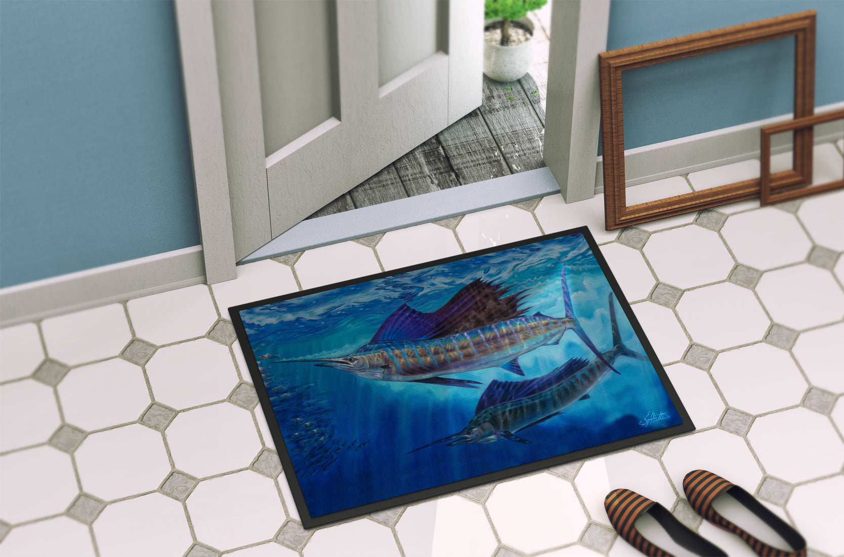 Wide Open Sailfish Indoor or Outdoor Mat 18x27 JMA2011MAT - the-store.com