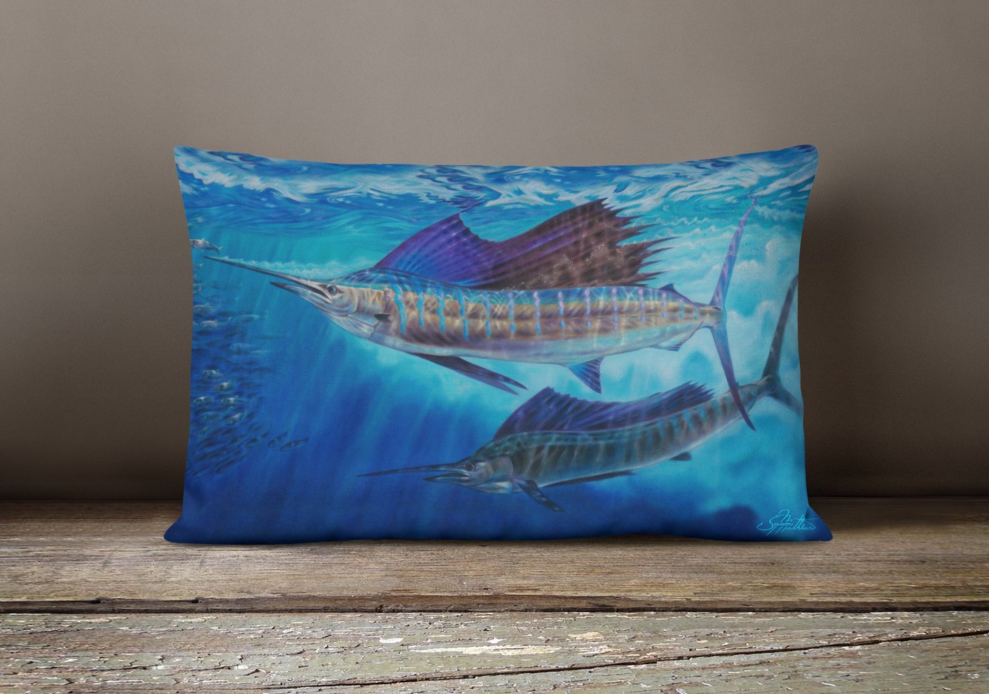 Wide Open Sailfish Canvas Fabric Decorative Pillow JMA2011PW1216 by Caroline's Treasures