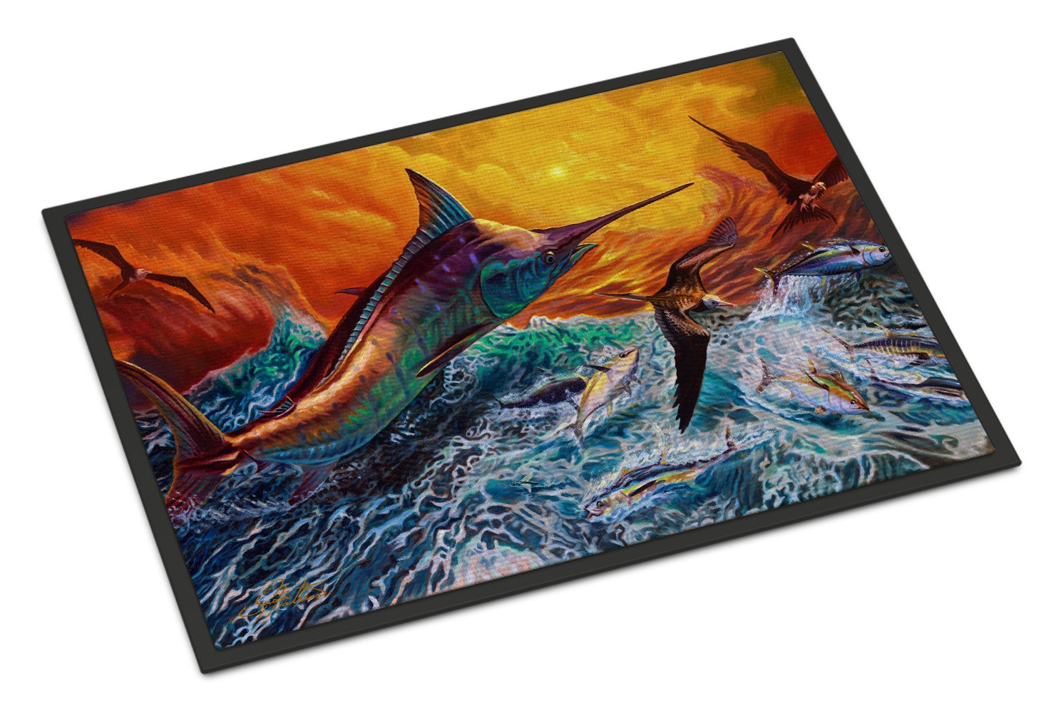 Reflective Chaos Blue Marlin Indoor or Outdoor Mat 24x36 JMA2012JMAT by Caroline's Treasures