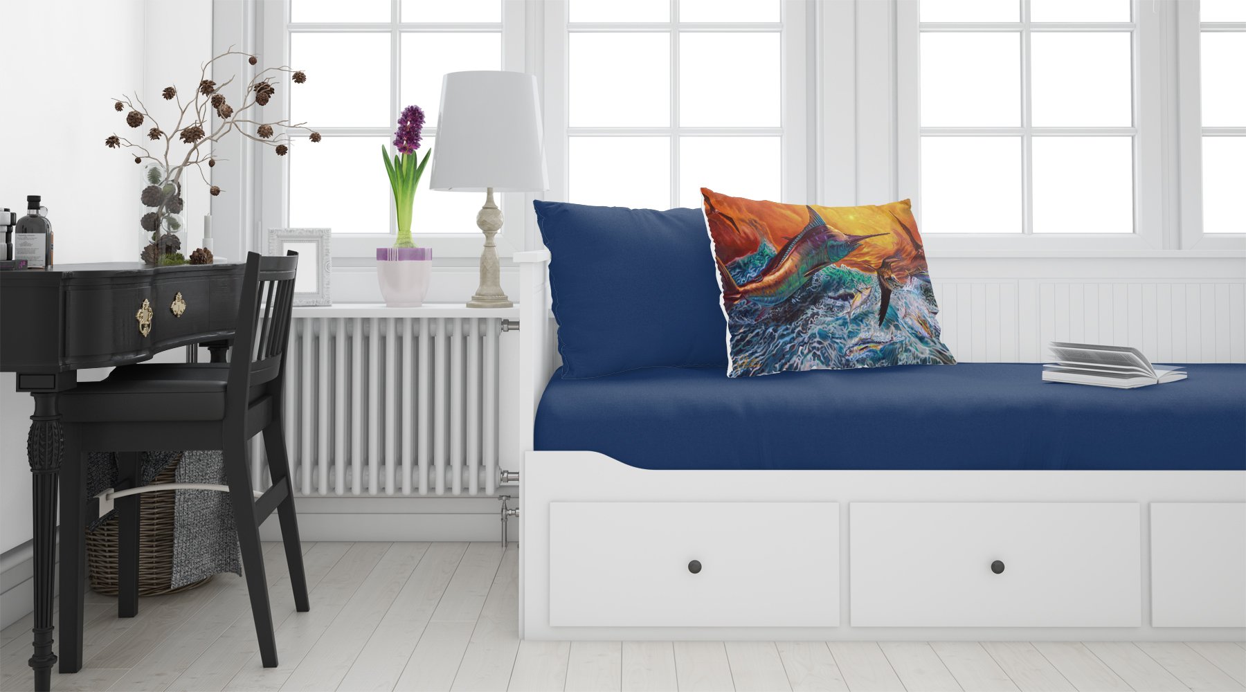 Reflective Chaos Blue Marlin Fabric Standard Pillowcase JMA2012PILLOWCASE by Caroline's Treasures