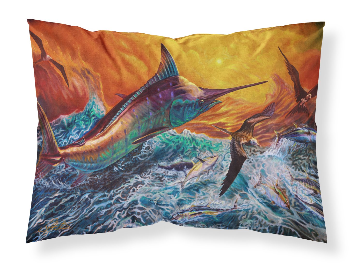 Reflective Chaos Blue Marlin Fabric Standard Pillowcase JMA2012PILLOWCASE by Caroline's Treasures