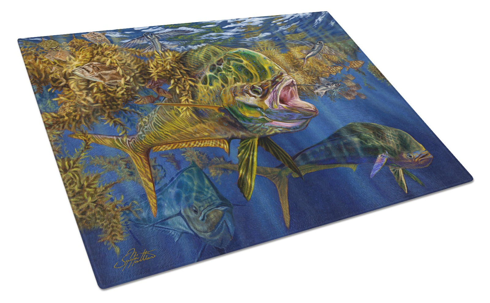 Seaweed Salad Mahi Glass Cutting Board Large JMA2013LCB by Caroline's Treasures