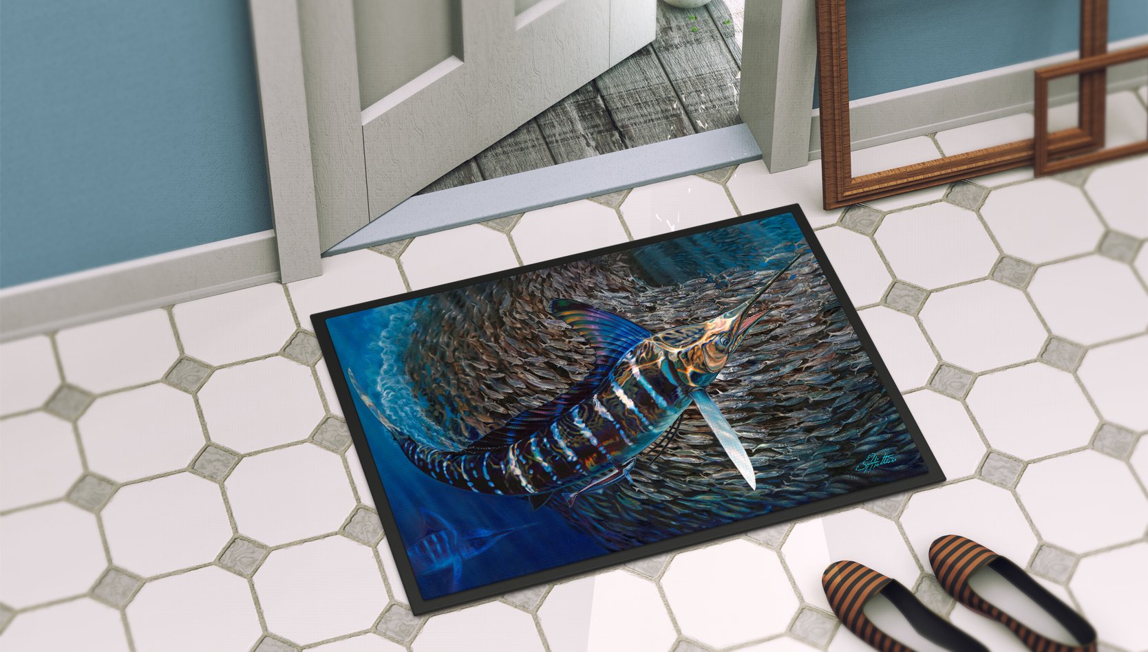 Striped Gem Striped Marlin Indoor or Outdoor Mat 24x36 JMA2014JMAT by Caroline's Treasures