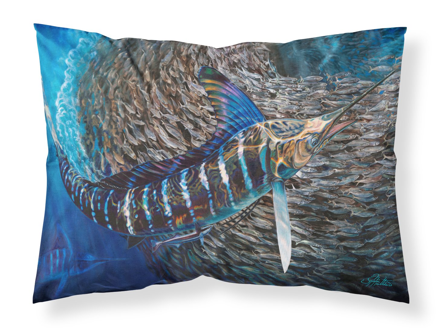 Striped Gem Striped Marlin Fabric Standard Pillowcase JMA2014PILLOWCASE by Caroline's Treasures