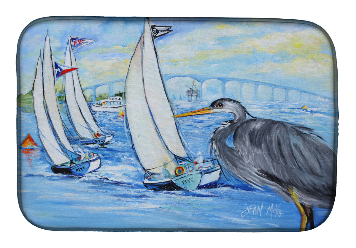 Blue Heron Sailboats Dog River Bridge Dish Drying Mat JMK1001DDM  the-store.com.