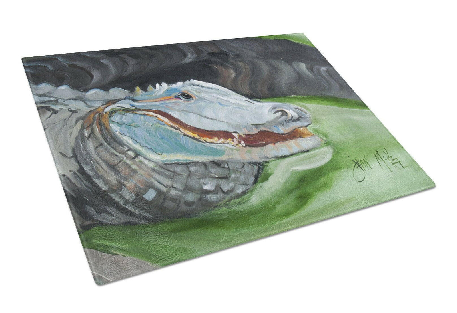 Blue Alligator Glass Cutting Board Large JMK1003LCB by Caroline's Treasures