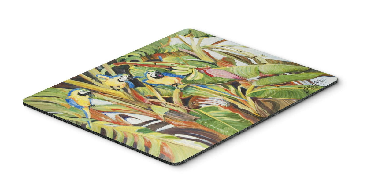 Three Blue Parrots Mouse Pad, Hot Pad or Trivet JMK1010MP by Caroline&#39;s Treasures