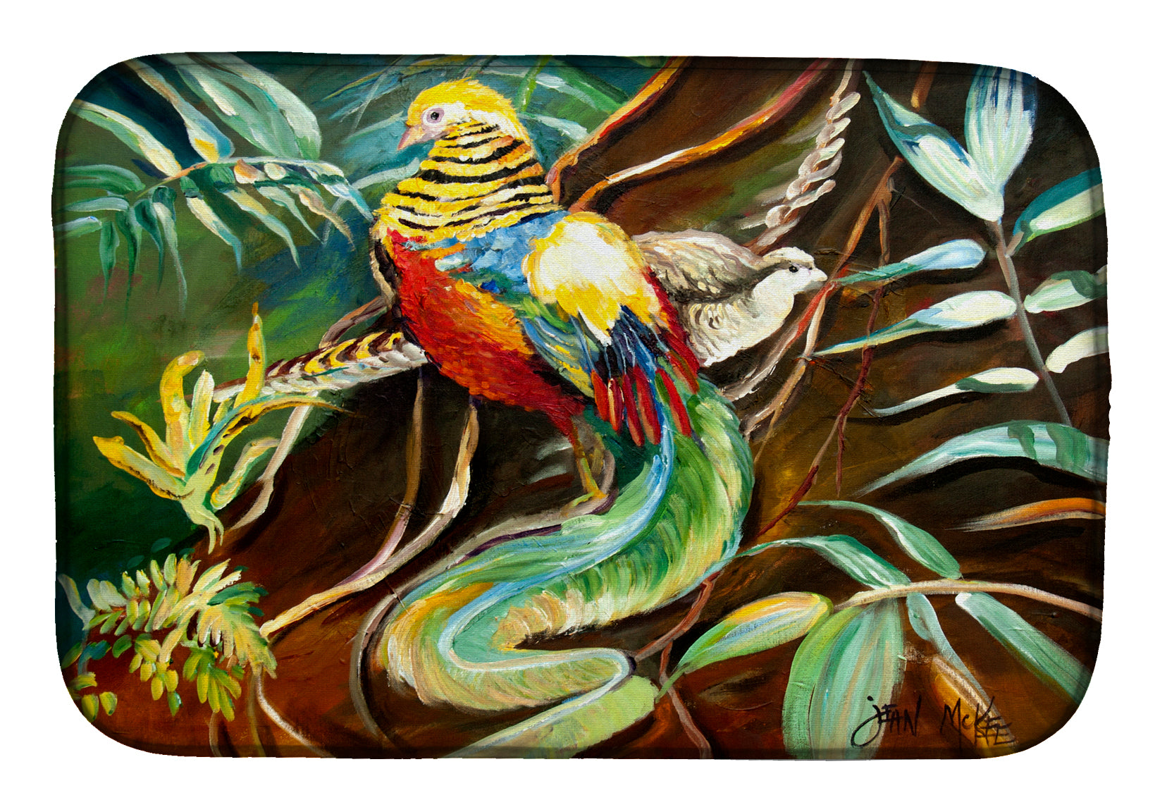 Mandarin Pheasant Dish Drying Mat JMK1014DDM  the-store.com.