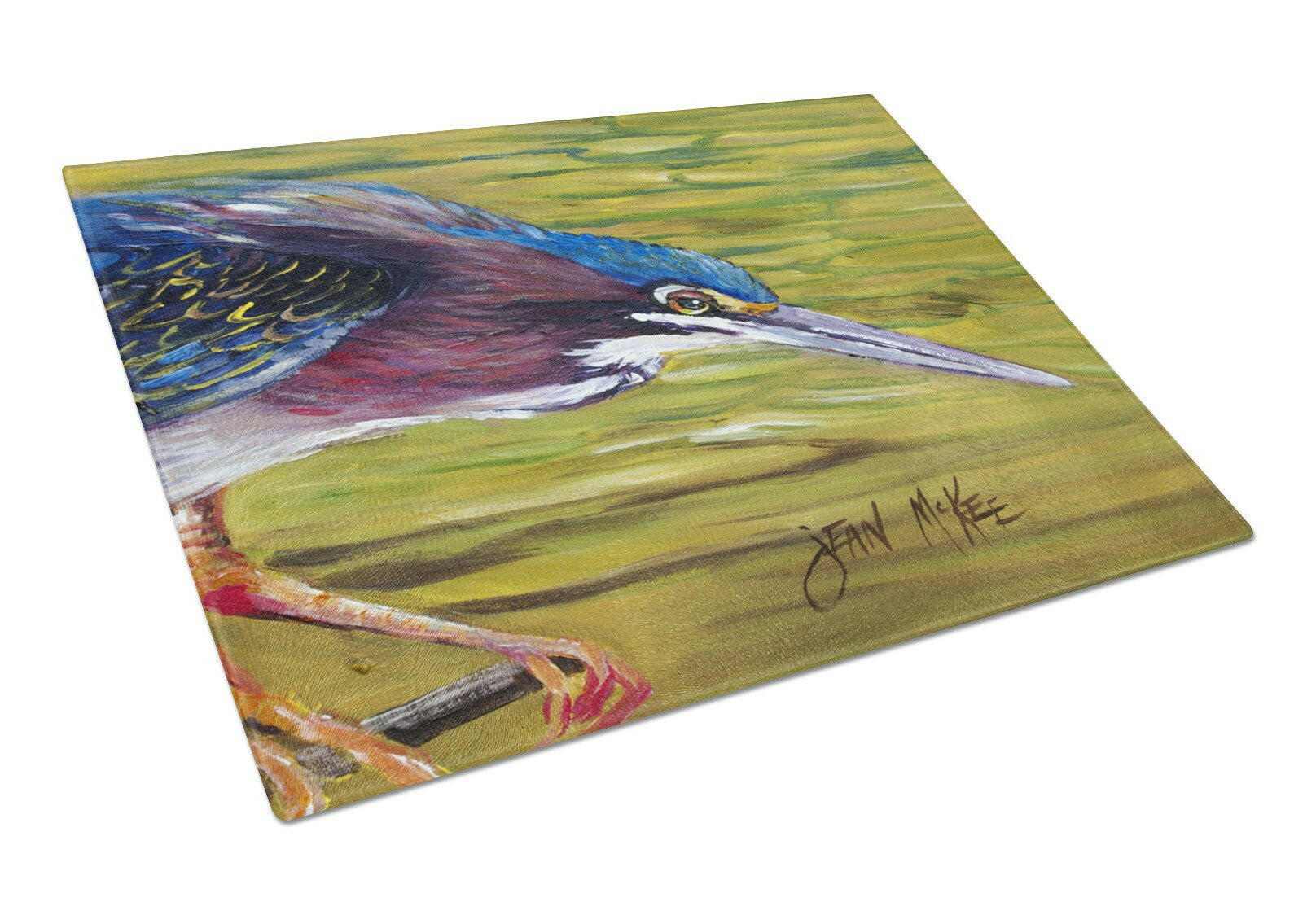 Green Heron Glass Cutting Board Large JMK1016LCB by Caroline's Treasures