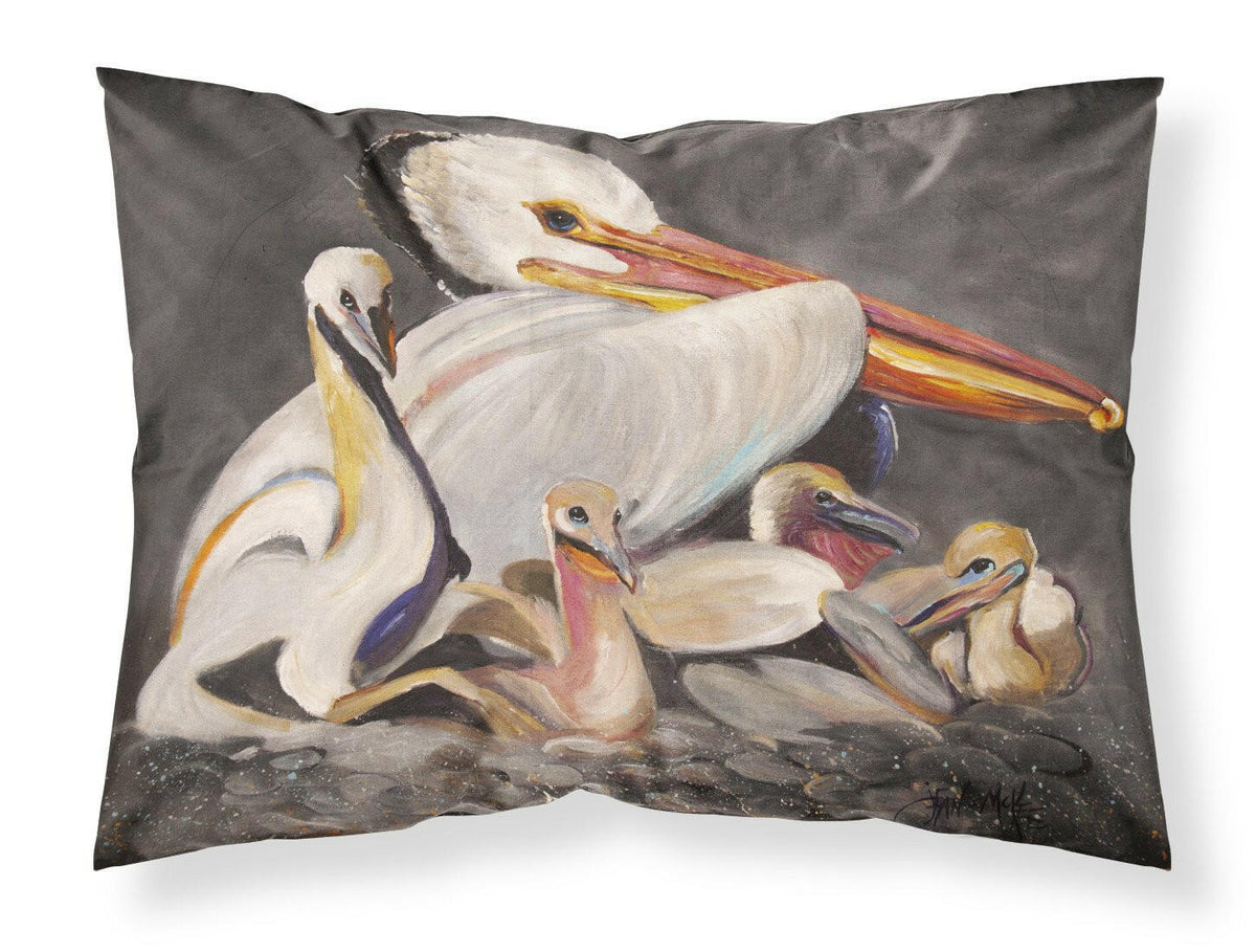 White Pelicans Fabric Standard Pillowcase JMK1026PILLOWCASE by Caroline&#39;s Treasures