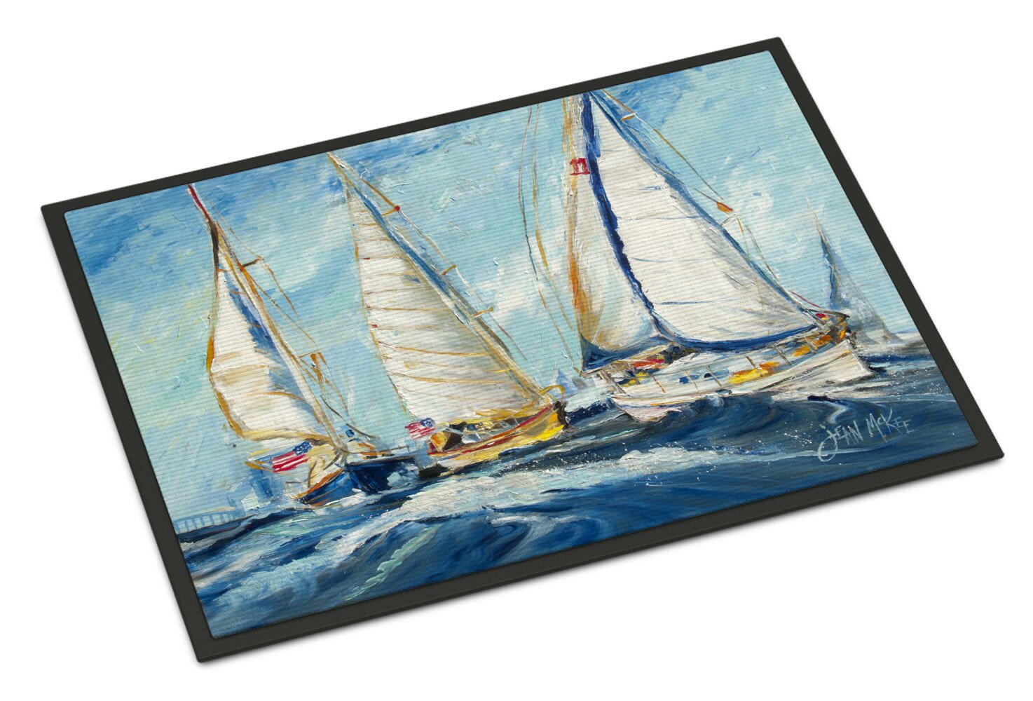 Roll me over Sailboats Indoor or Outdoor Mat 18x27 JMK1027MAT - the-store.com