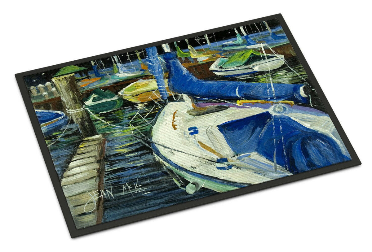 Night on the Docks Sailboat Indoor or Outdoor Mat 24x36 JMK1031JMAT - the-store.com