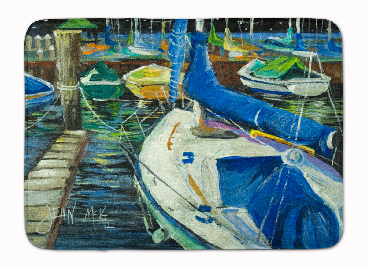 Night on the Docks Sailboat Machine Washable Memory Foam Mat JMK1031RUG - the-store.com