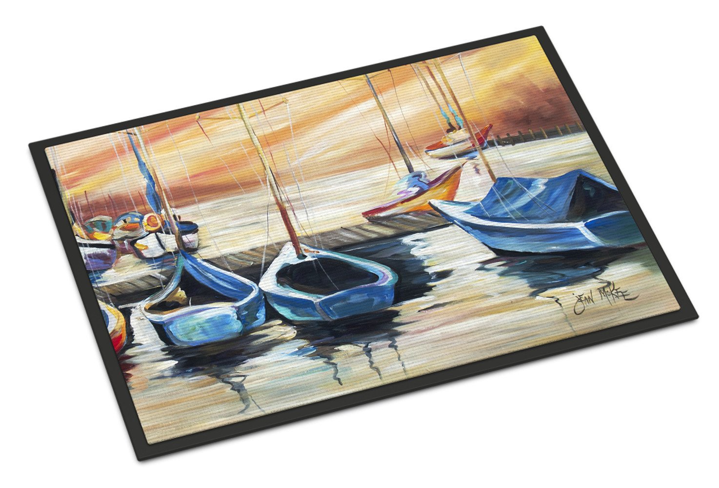 Beach View with Sailboats Indoor or Outdoor Mat 24x36 JMK1038JMAT - the-store.com