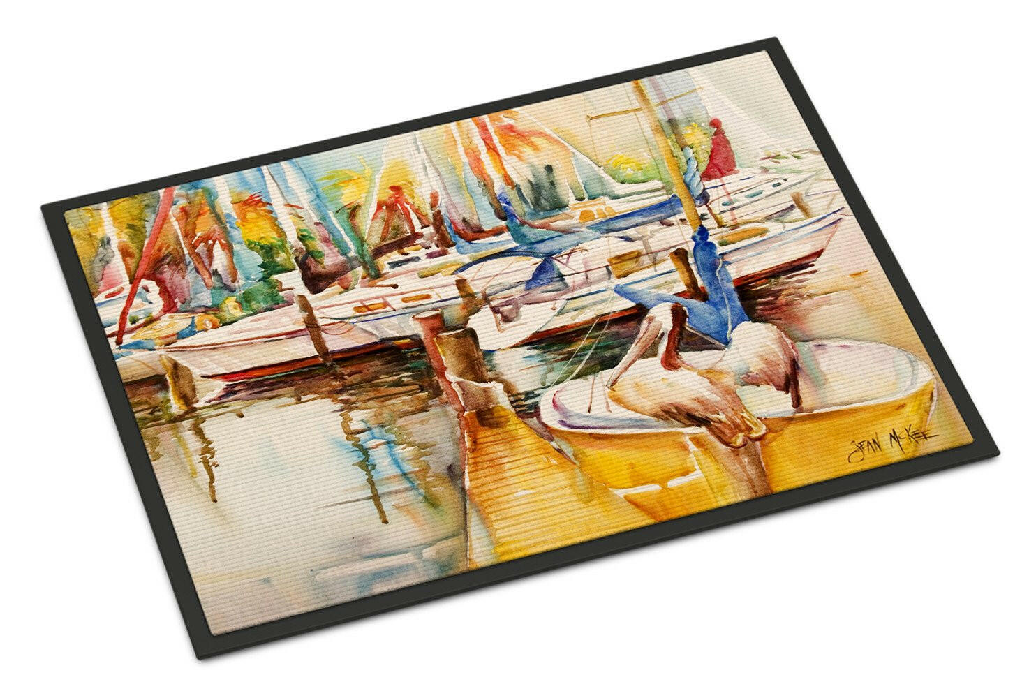 Sailboat  with Pelican Golden Days Indoor or Outdoor Mat 24x36 JMK1042JMAT - the-store.com