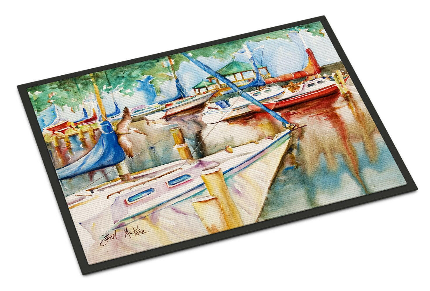 Sailboats at the Gazebo Indoor or Outdoor Mat 24x36 JMK1043JMAT - the-store.com