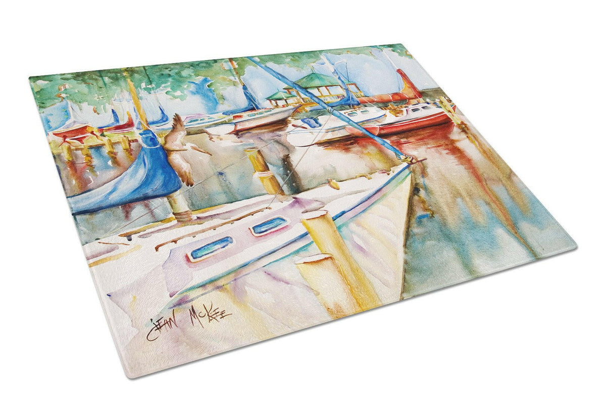 Sailboats at the Gazebo Glass Cutting Board Large JMK1043LCB by Caroline&#39;s Treasures