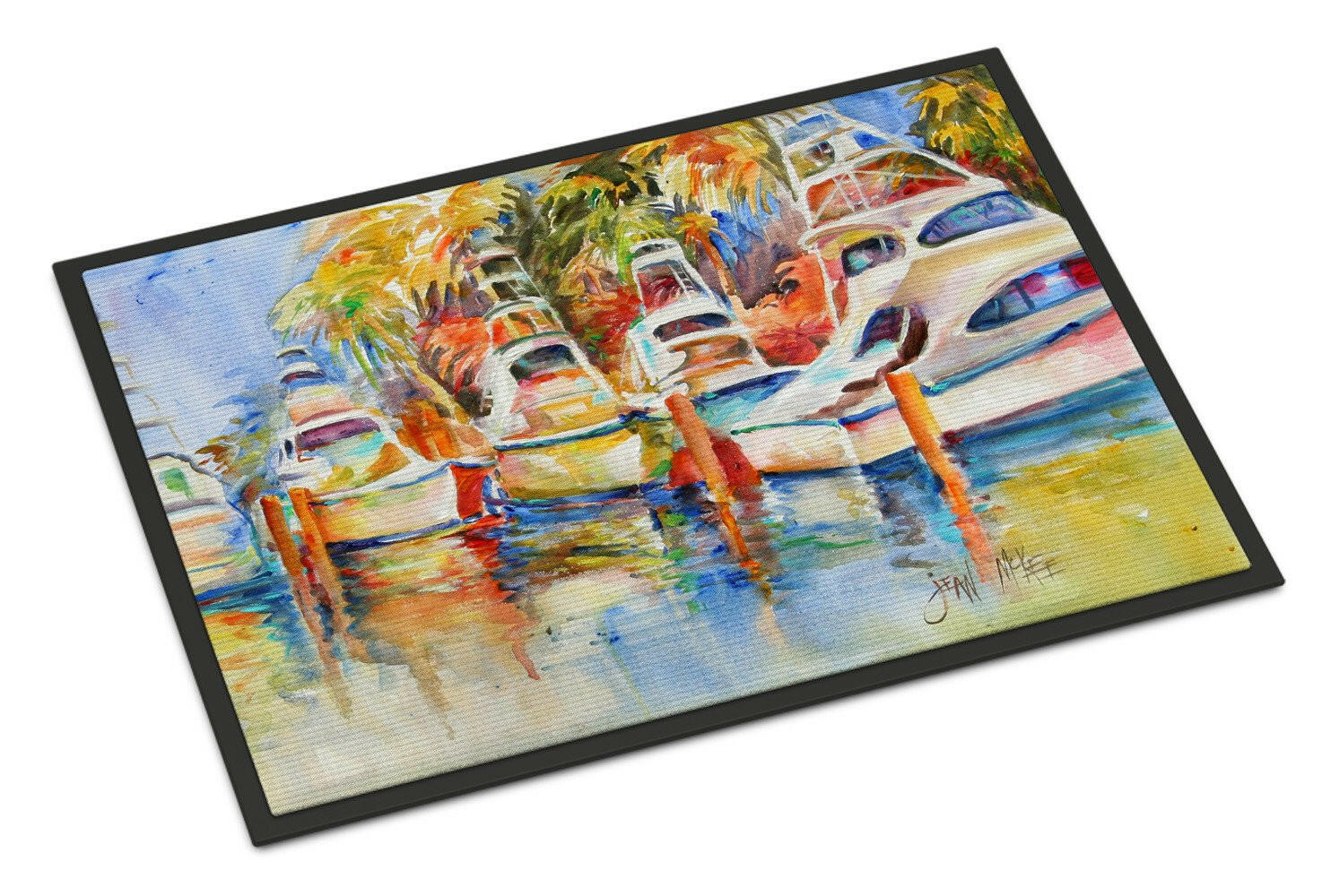 Deep Sea Fishing Boats at the Dock Indoor or Outdoor Mat 24x36 JMK1052JMAT - the-store.com