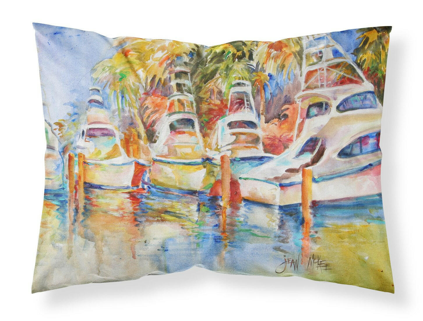 Deep Sea Fishing Boats at the Dock Fabric Standard Pillowcase JMK1052PILLOWCASE by Caroline's Treasures