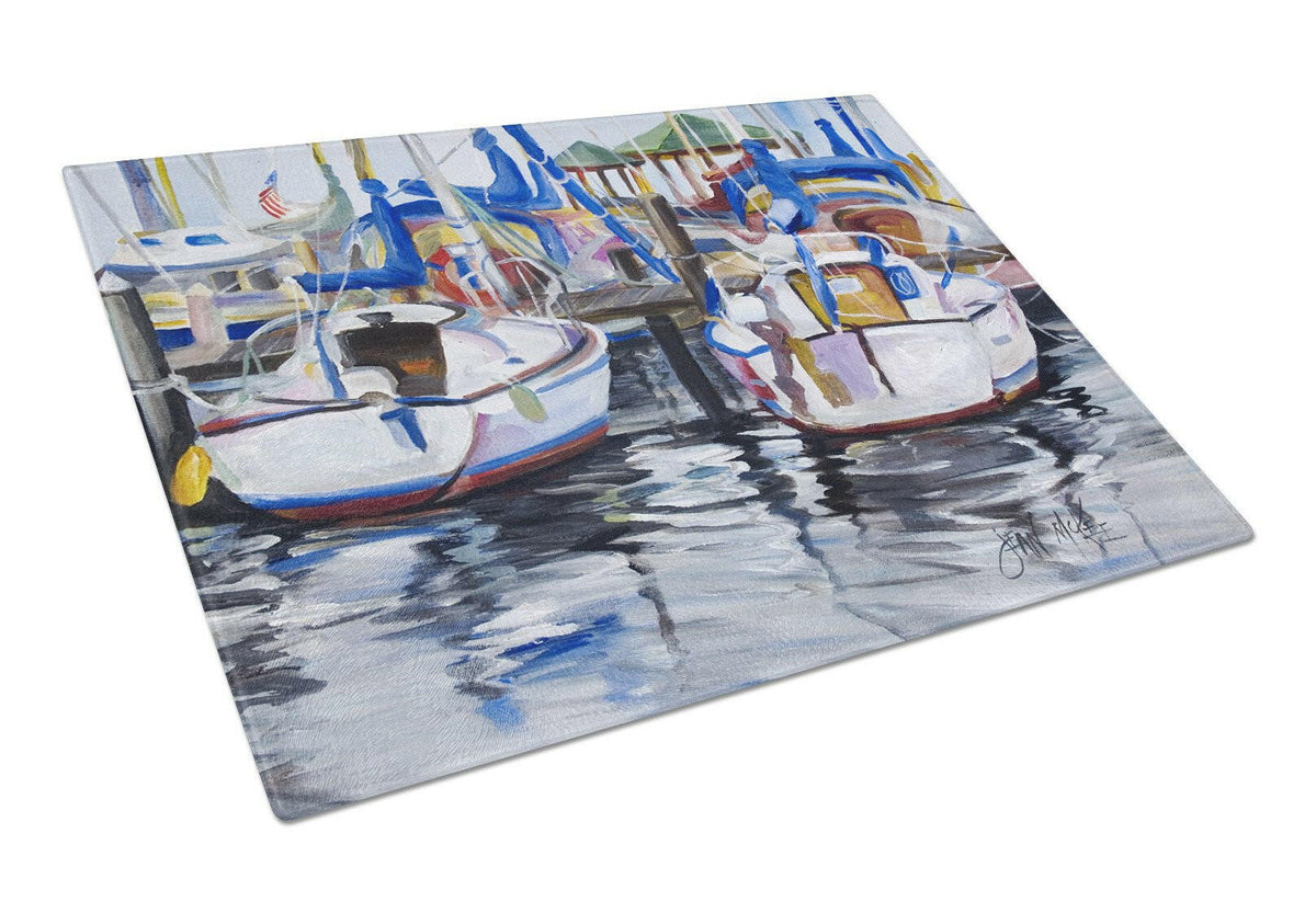 Sailboats Glass Cutting Board Large JMK1054LCB by Caroline&#39;s Treasures