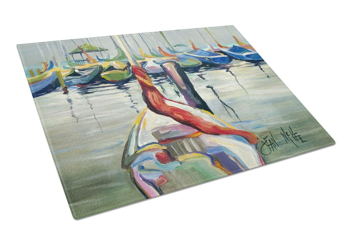 LaSalle Sailboats Glass Cutting Board Large JMK1056LCB by Caroline&#39;s Treasures