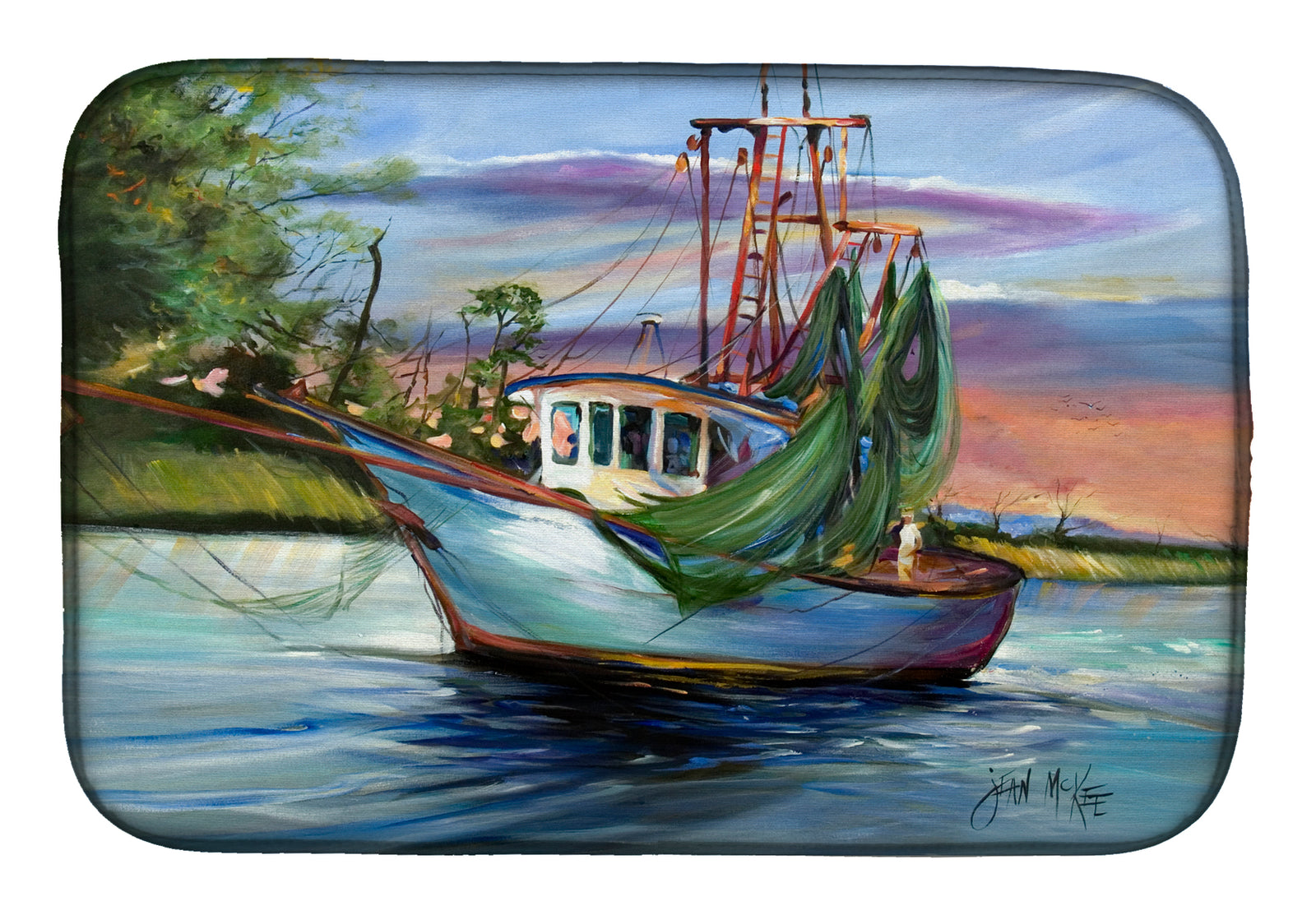 Jeannie Shrimp Boat Dish Drying Mat JMK1059DDM  the-store.com.