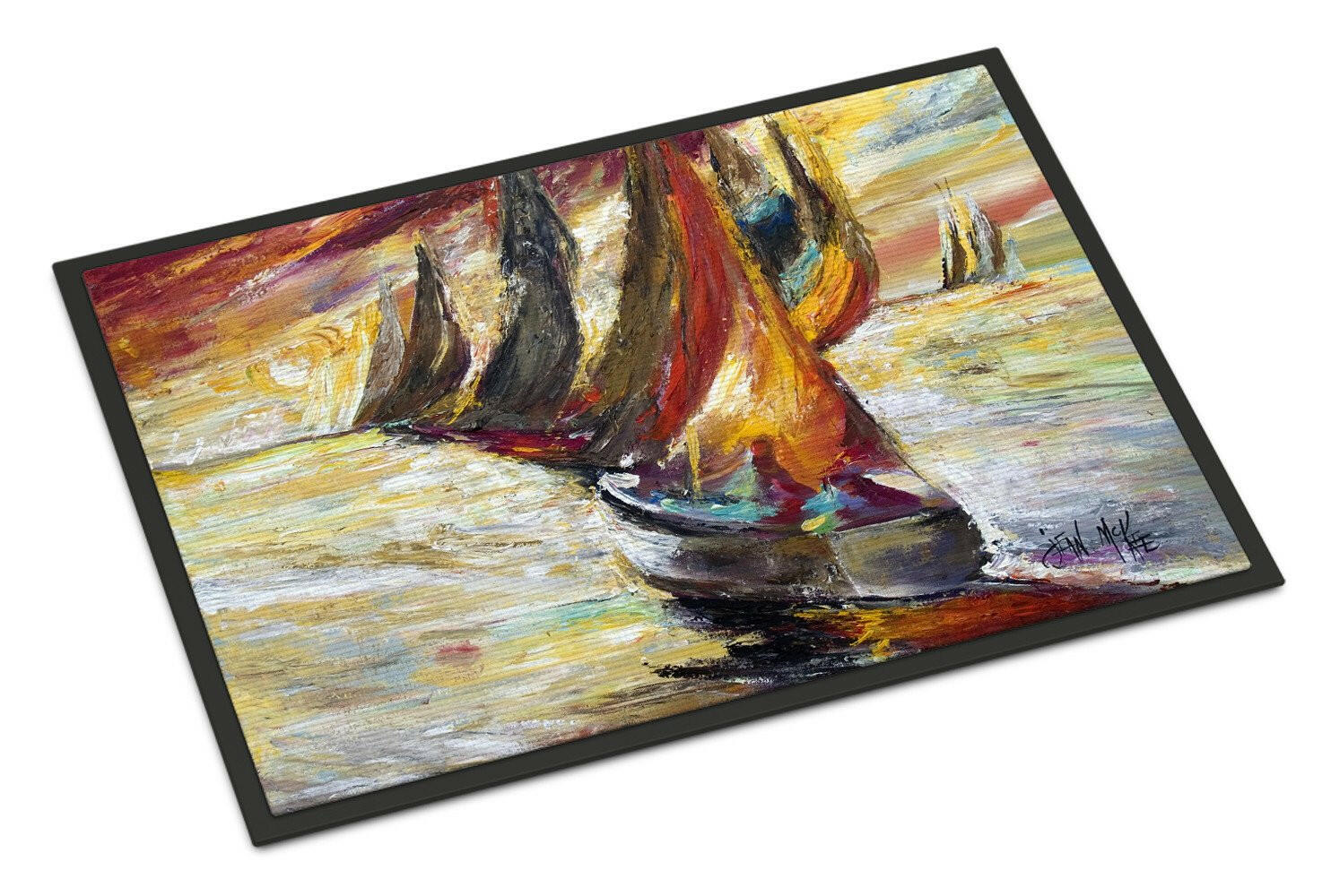 Red Sails Sailboat  Indoor or Outdoor Mat 18x27 JMK1062MAT - the-store.com