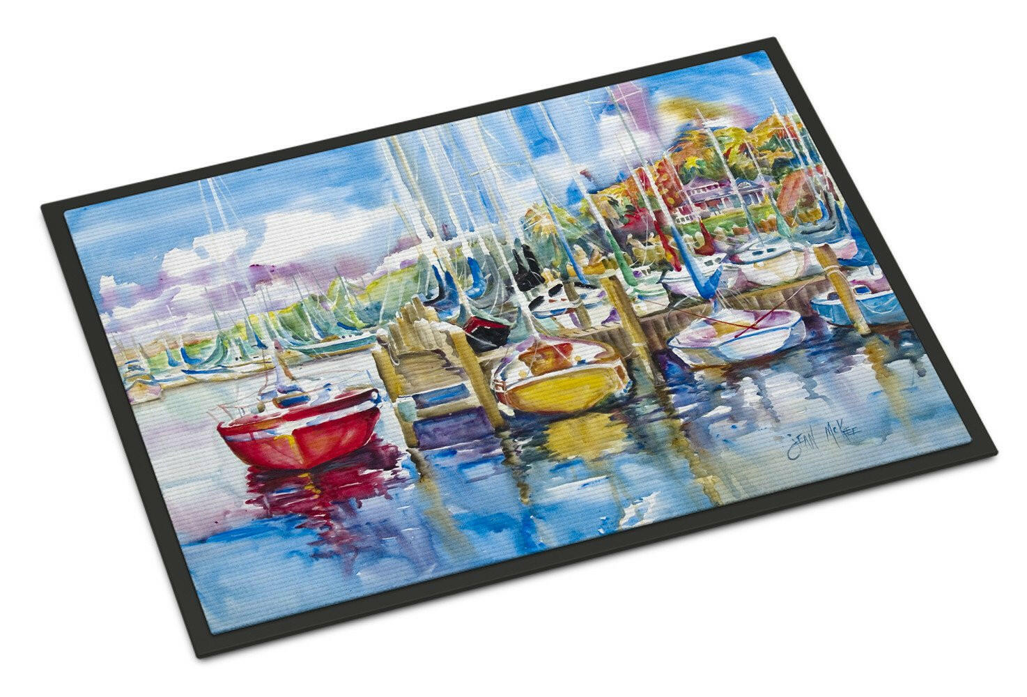 Paradise Yacht Club Sailboats Indoor or Outdoor Mat 18x27 JMK1063MAT - the-store.com