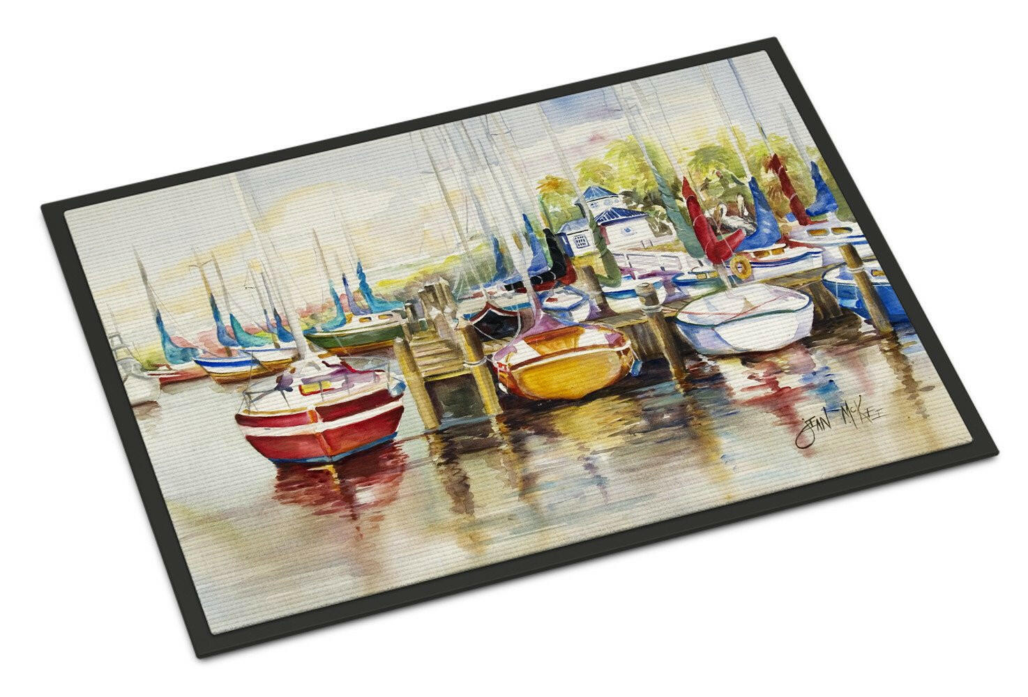 Paradise Yacht Club II Sailboats Indoor or Outdoor Mat 18x27 JMK1064MAT - the-store.com