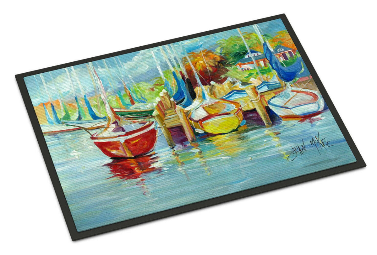 On the Dock Sailboats Indoor or Outdoor Mat 24x36 JMK1070JMAT - the-store.com